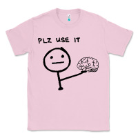 Bubblegum Pink Plz Use It Text Graphic Classic Tee - artisFamous
