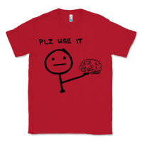 Red Plz Use It Text Graphic Classic Tee - artisFamous