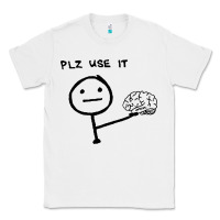 White Plz Use It Text Graphic Classic Tee - artisFamous