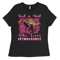 Black just a girl who loves baby spinosaurus Ladies Tee - Artiststas