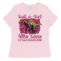 Bubblegum Pink just a girl who loves baby spinosaurus Ladies Tee - Artiststas