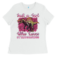 White just a girl who loves baby spinosaurus Ladies Tee - Artiststas