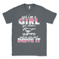 Charcoal Heather mustang i m a girl who drives a mustang Classic Tee - artisFamous