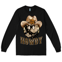Black howdy smiley face Long Sleeve Tee - BarkalooDesign