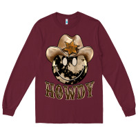 Burgundy howdy smiley face Long Sleeve Tee - BarkalooDesign