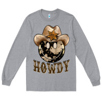 Heather Grey howdy smiley face Long Sleeve Tee - BarkalooDesign