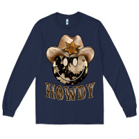 Navy howdy smiley face Long Sleeve Tee - BarkalooDesign