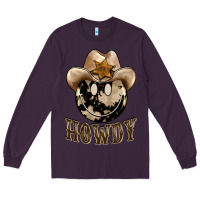 Plum howdy smiley face Long Sleeve Tee - BarkalooDesign