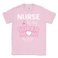 Bubblegum Pink nurse by day super mom by night Classic Tee - artisFamous