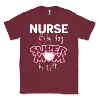 Burgundy nurse by day super mom by night Classic Tee - artisFamous
