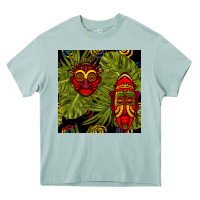 Arona african masks and monstera leaf seamless pattern Heavy Core Tee - BundleAndBundleShop