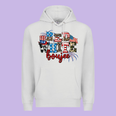 Red Whıte Boujee Premium Hoodie Designed By Adodesignshop