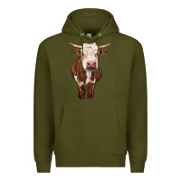 Army Green hereford cow Premium Hoodie - RanaPortraitStore