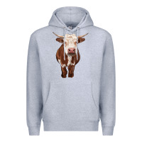 Heather Grey hereford cow Premium Hoodie - RanaPortraitStore