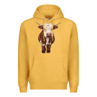 Mustard hereford cow Premium Hoodie - RanaPortraitStore