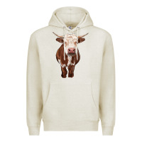 Oatmeal Heather hereford cow Premium Hoodie - RanaPortraitStore