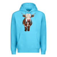 Ocean Blue hereford cow Premium Hoodie - RanaPortraitStore