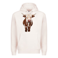 Pale Pink hereford cow Premium Hoodie - RanaPortraitStore