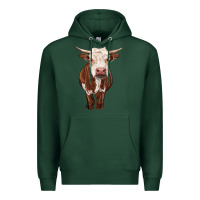 Sports Green hereford cow Premium Hoodie - RanaPortraitStore