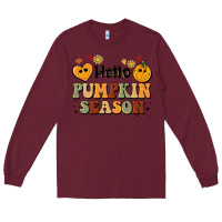 Burgundy hello pumpkin season Long Sleeve Tee - BarkalooDesign