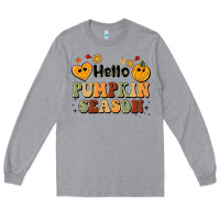 Heather Grey hello pumpkin season Long Sleeve Tee - BarkalooDesign
