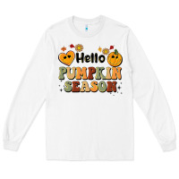 White hello pumpkin season Long Sleeve Tee - BarkalooDesign