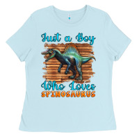 Baby Blue just a boy who loves baby spinosaurus Ladies Tee - Artiststas