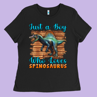Just A Boy Who Loves Baby Spinosaurus Ladies Tee Designed By Artiststas