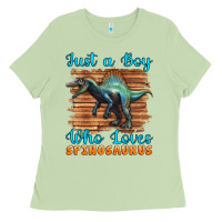 Matcha just a boy who loves baby spinosaurus Ladies Tee - Artiststas
