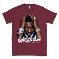 Burgundy Rest in Peace Young Dolph Classic Tee - artisFamous