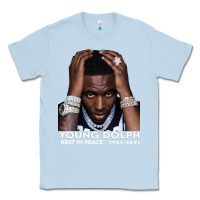 Dusty Blue Rest in Peace Young Dolph Classic Tee - artisFamous
