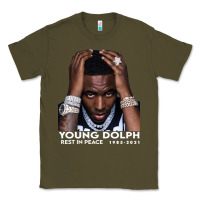 Army Green Rest in Peace Young Dolph Classic Tee - artisFamous