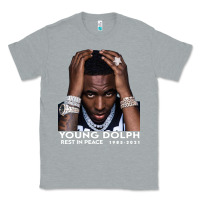 Heather Grey Rest in Peace Young Dolph Classic Tee - artisFamous