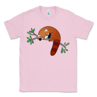 Bubblegum Pink red panda sleeping Classic Tee - artisFamous