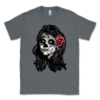 Charcoal Heather sugar skull lady Classic Tee - artisFamous