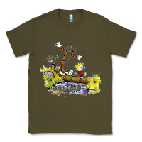 Army Green calvin and hobbes bill watterson Classic Tee - artisFamous