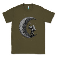 Army Green digging the moon Classic Tee - artisFamous
