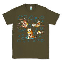 Army Green calvin and hobbes Classic Tee - artisFamous