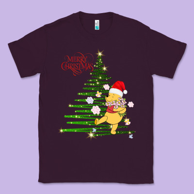 Winnie The Pooh- Merry Christmas Classic Tee Designed By Artisfamous