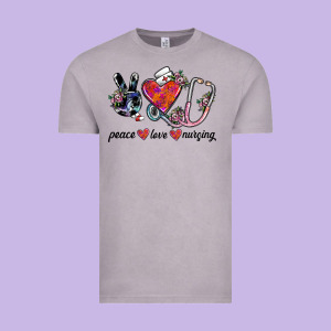 Peace Love Nursing Vintage Tee Designed By Sublimationcraftshop