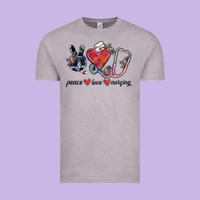 Peace Love Nursing Vintage Tee Designed By Sublimationcraftshop