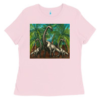 Bubblegum Pink brachiosaurus Ladies Tee - Artiststas