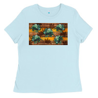 Baby Blue dinosaur triceratops sippy cup Ladies Tee - Artiststas