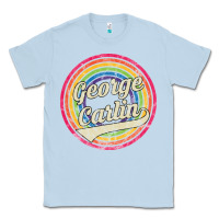Dusty Blue george carlin   retro rainbow faded style Classic Tee - artisFamous