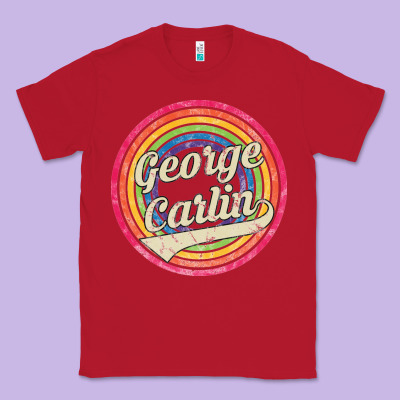 George Carlin   Retro Rainbow Faded Style Classic Tee Designed By Artisfamous