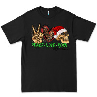 Black Peace Love Rock Christmas Premium Tee - CowhideDigitalArt