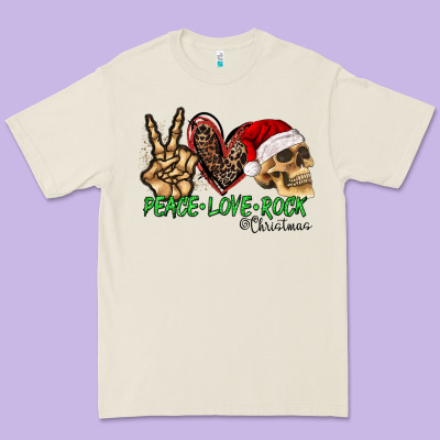 Peace Love Rock Christmas Premium Tee Designed By Cowhidedigitalart