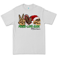 Dove Grey Peace Love Rock Christmas Premium Tee - CowhideDigitalArt
