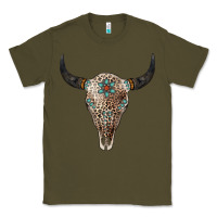Army Green Leopard Bull Skull Classic Tee - Jasminsmagicworld
