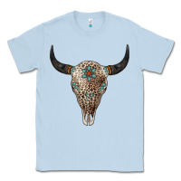 Dusty Blue Leopard Bull Skull Classic Tee - Jasminsmagicworld
